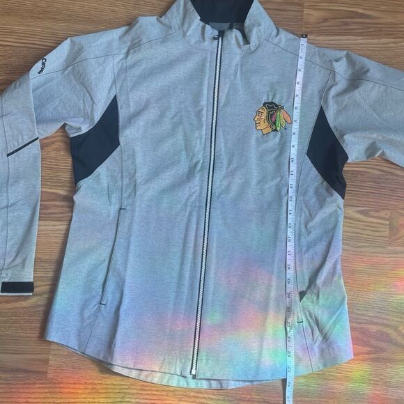 FootJoy FJ DryJoys Hydrolite Rain Jacket Gray Full Zip M Blackhawks Logo NWOT - Picture 4 of 13